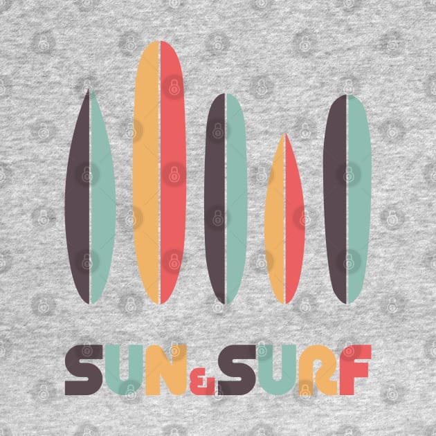 Retro Sun & Surf Surfboard by lymancreativeco